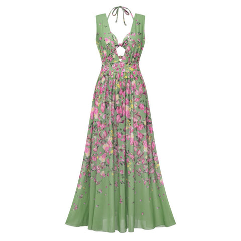Floral Top & Plunging Ruched Swim Set and Skirt	