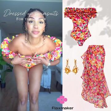 Detachable Double Shoulder Strap With Ruffles One Piece Swimsuit and sarong