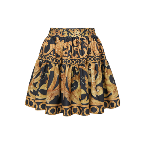 Sling Gold Embroidery Decor One Piece Swimsuit and Skirt	