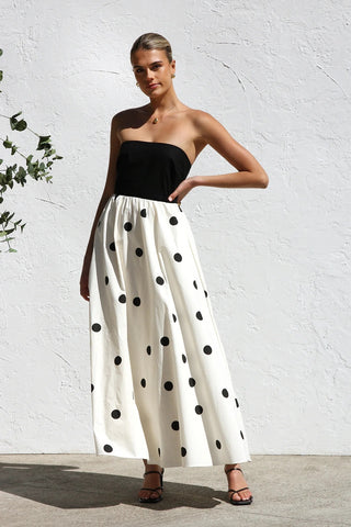 Bandeau Polka Dot Print Dress