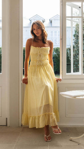 Sling Ruffle Sweet Midi Dress