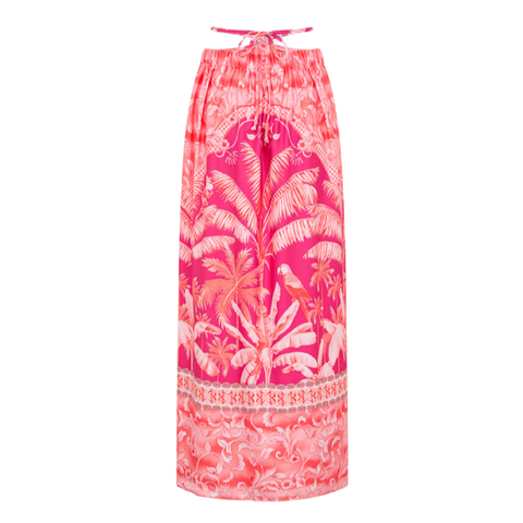 Long-sleeved Tropical Jungle Print Bikini Swimsuit and Sarong