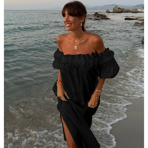 Off Shoulder Puff Sleeve Dress