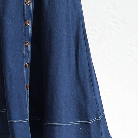 Buttons Sling  Dark Blue Denim Dress