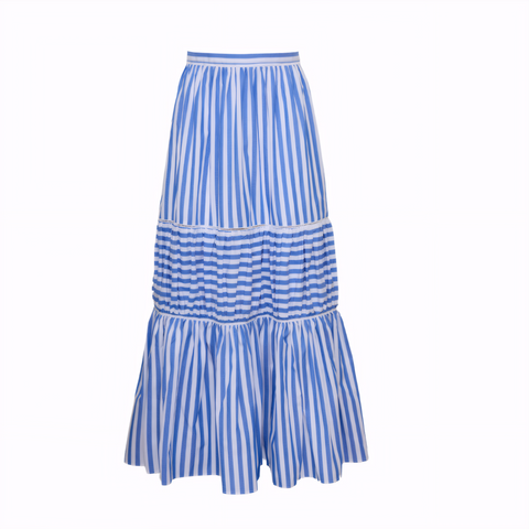 Bowknot Striped Print One Piece Swimsuit and Skirt
