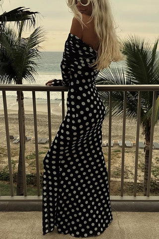 Off Shoulder Polka-Dot Dress