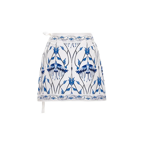 Strappy Blue Print High Waist Bikini Swimsuit and Sarong Flaxmaker	