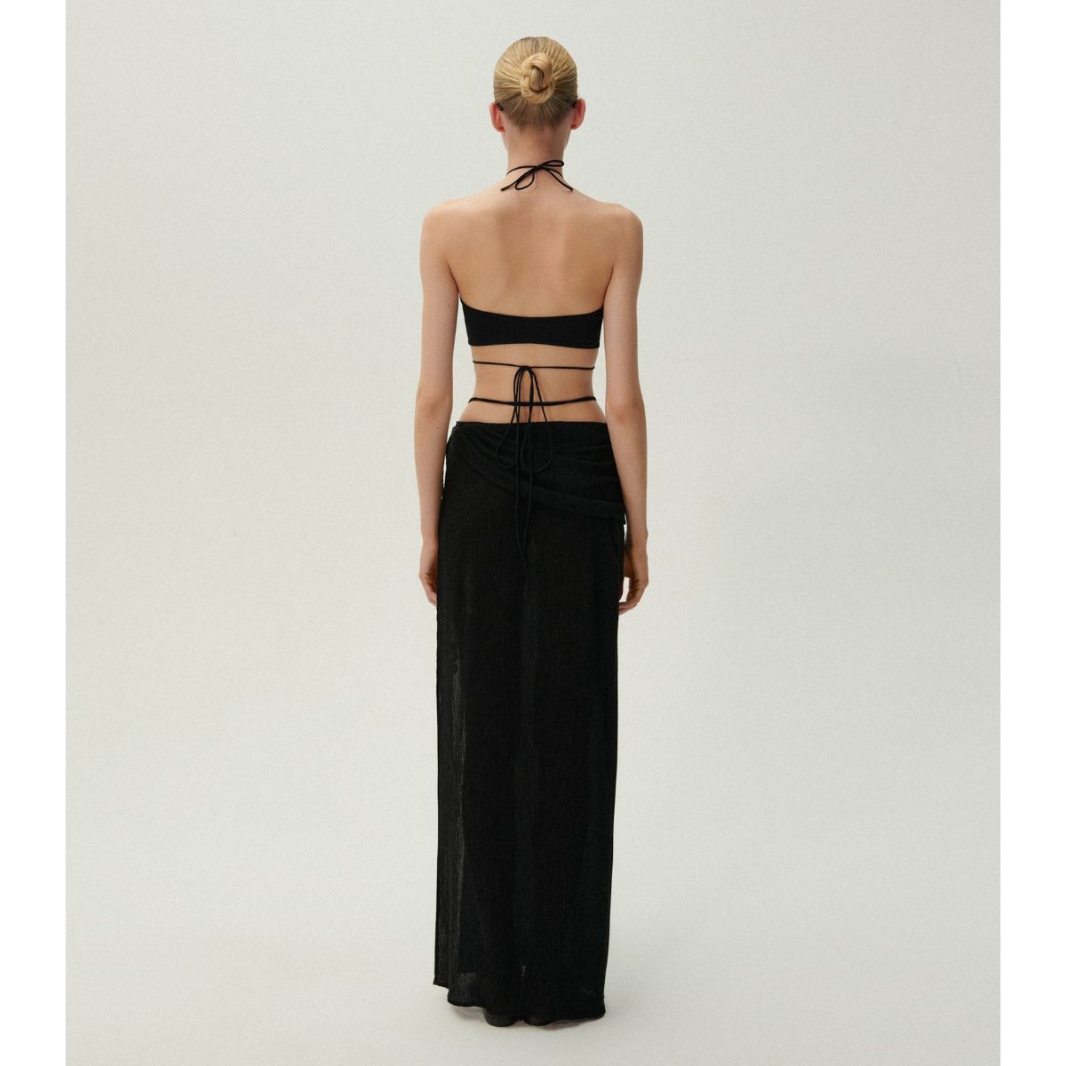 Halterneck Pearl Bandeau High Waist Bikini Swimsuit and Sarong	