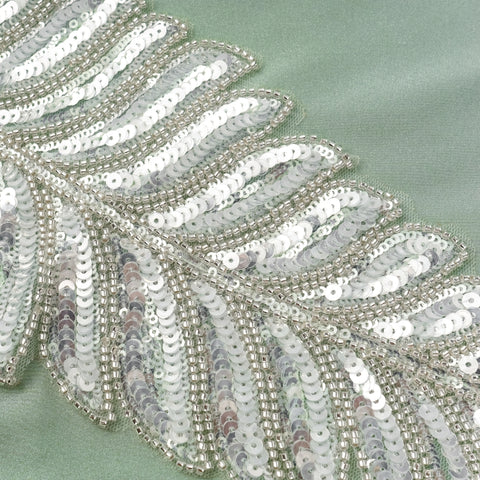 One Shoulder Sequin Leaf Embroidery One Piece Swimsuit and sarong