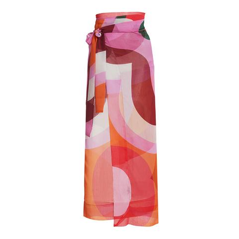 Color Block One Piece Swimsuit and Sarong