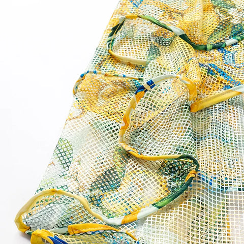 Ruffle Starp Push Up Lemon Print One Piece Swimsuit and Mesh Panel Sarong