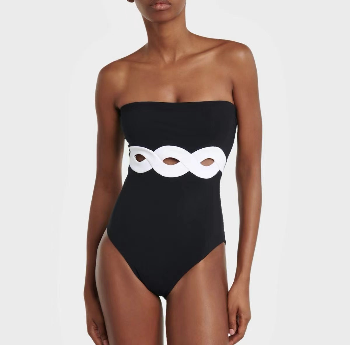 Bandeau Cutout Color Block One Piece purple	