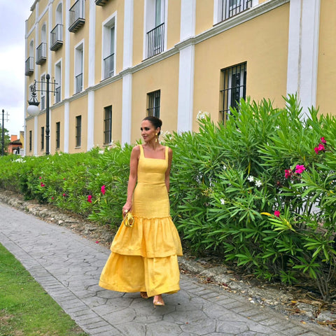 Sling Ruffle Elegant Yellow Dress
