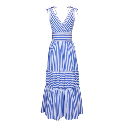 Bowknot Striped Print One Piece Swimsuit and Skirt