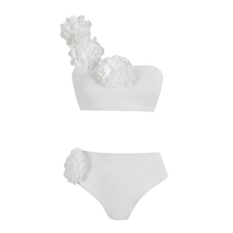 3D Flower One Shoulder Bikini Swimsuit