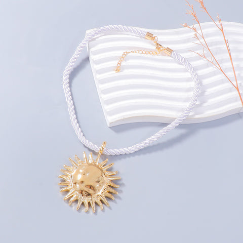 Simple Braided Rope Sunflower Necklace