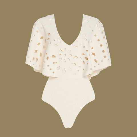 Laser Cutting One Piece Swimsuit and Skirt	