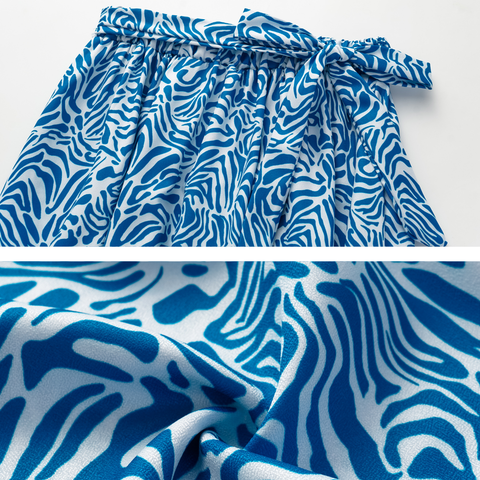 Ruffle Printed One Piece Swimsuit and Skirt	