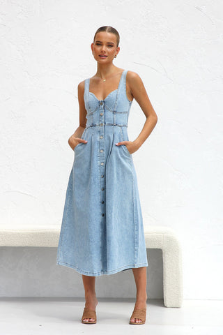 Buttons Sling  Denim Dress