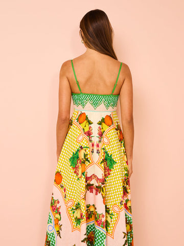 Backless Graffiti Printed Sling Dress