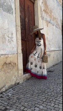 Ruffle Retro Printed Sling Dress