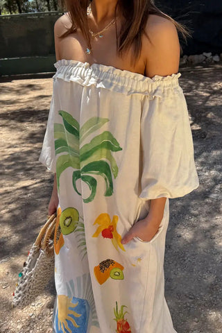 Off Shoulder Printed Dress