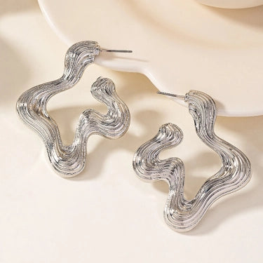 Metal Texture Geometric Irregular Earrings
