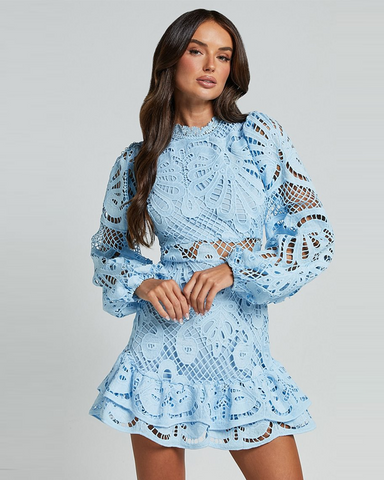 Lantern Long Sleeve Lace Dress
