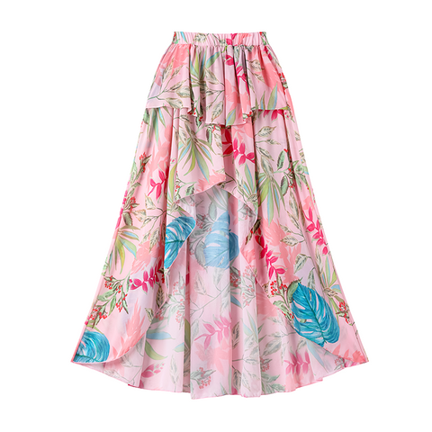 One Shoulder Floral Print One Piece Swimsuit and Skirt