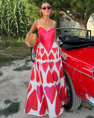 Sling Backless Heart Print Dress