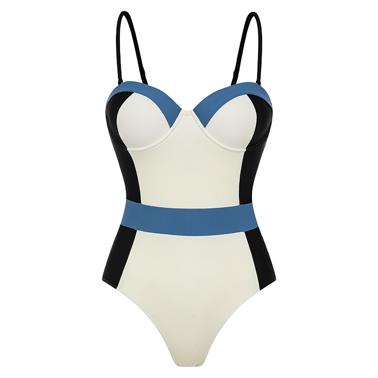 Color Block One Piece Swimsuit	