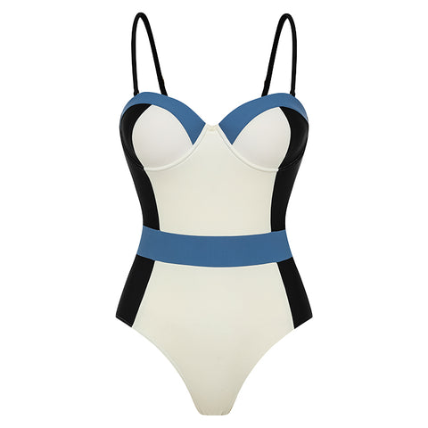 Color Block One Piece Swimsuit	