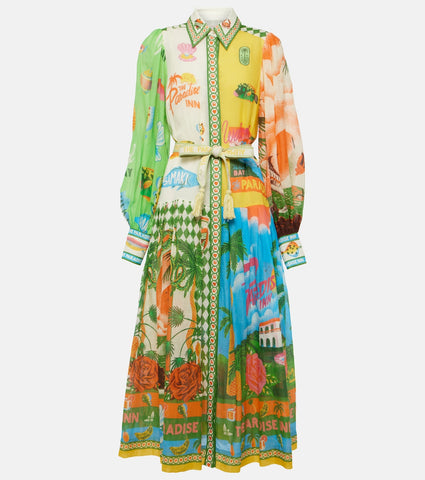 Netted Lantern Graffiti Printed Dress
