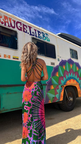 Tie-dyed Sling Backless Dress