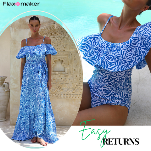Ruffle Printed One Piece Swimsuit and Skirt	