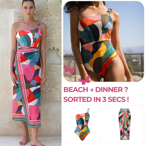 O Ring One Shoulder Printed One Piece purple
