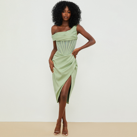 Fashion One Shoulder Slit Dress