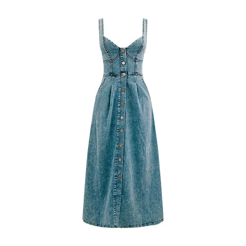 Buttons Sling  Denim Dress