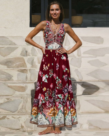 Strap Decoration Peony Print Swimsuit Set(s)	