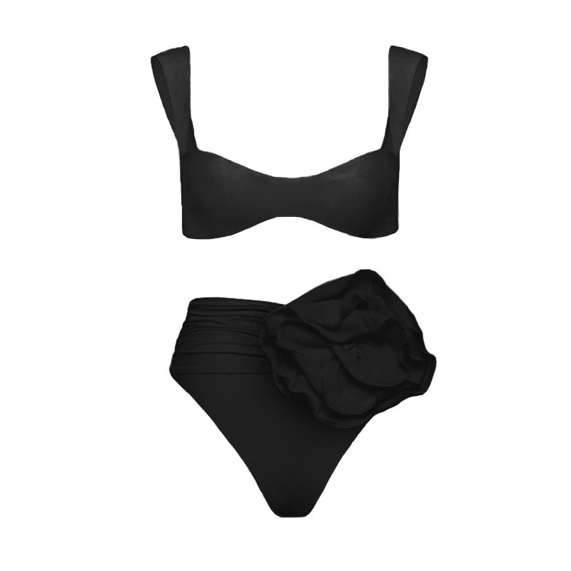 3D Flower High-waisted Bikini Swimsuit Flaxmaker	