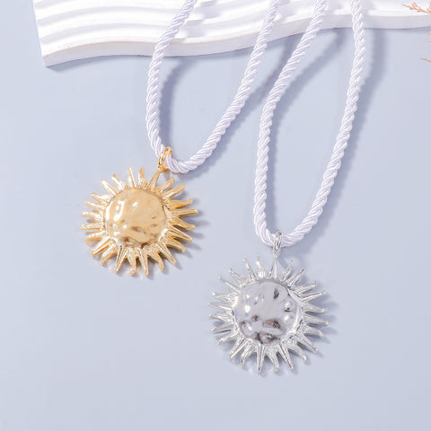 Simple Braided Rope Sunflower Necklace