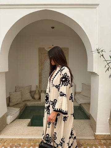 V Neck Printed Shirt Dress