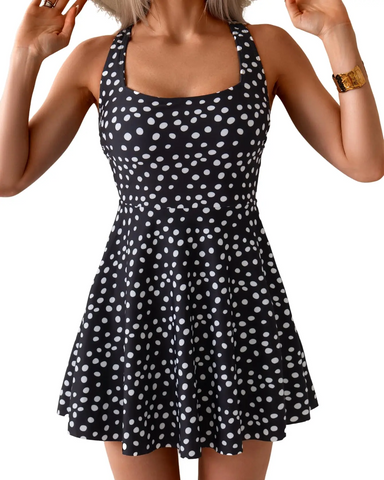 Women's One Piece Swimdress Swimsuit Tummy Control Swim Dress Modest Full Coverage Bathing Suit