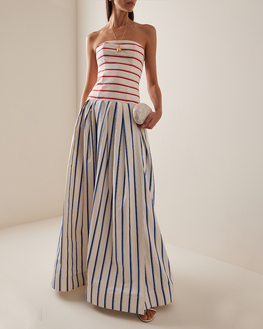 Bandeau Striped Print Sling Maxi Dress