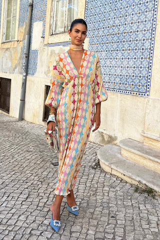 Bohemian Printed Puff Sleeve Dress