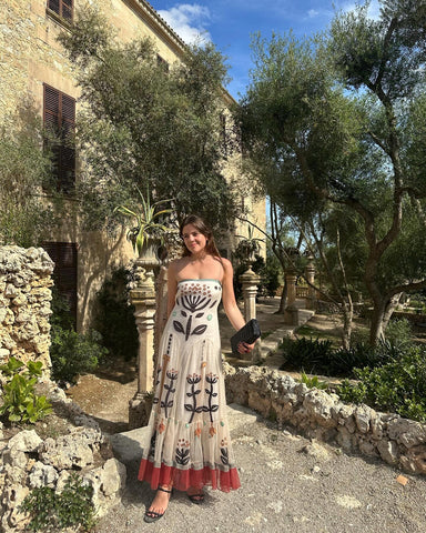 Ruffle Retro Printed Sling Dress