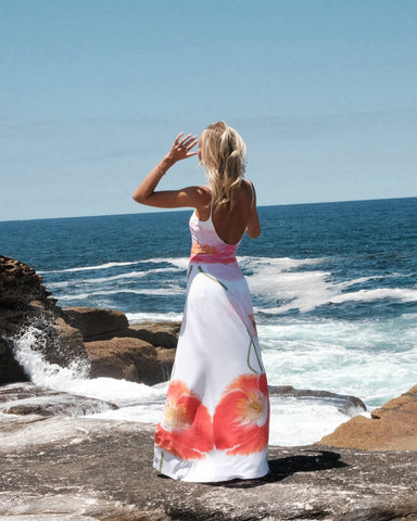 Sling Backless Blossom Print Dress