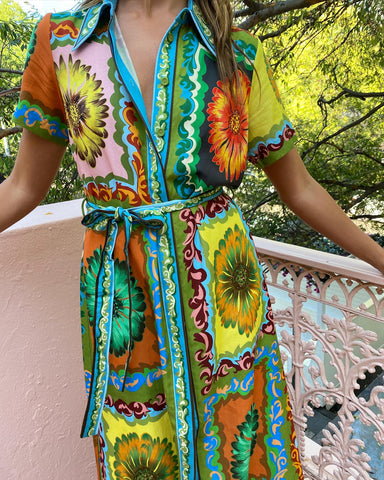 Short Slevees Graffiti Printed Dress
