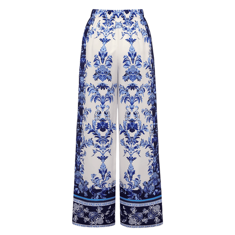 Long Sleeve Flower Color Block Print One Piece Swimsuit and Skirt/Pants