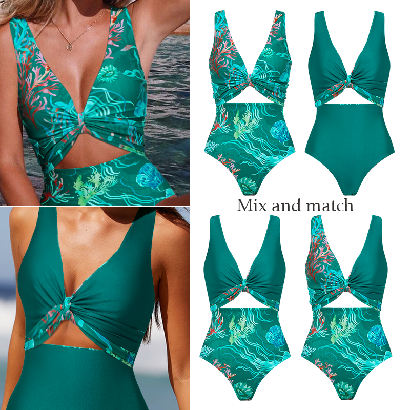 Reversible Mix and Match Marine Organism  Bikini Swimsuit and Skirt	